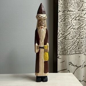 Vintage 1990's Wood Santa 11.5" Tall Handcrafted Hand Painted Father Christmas